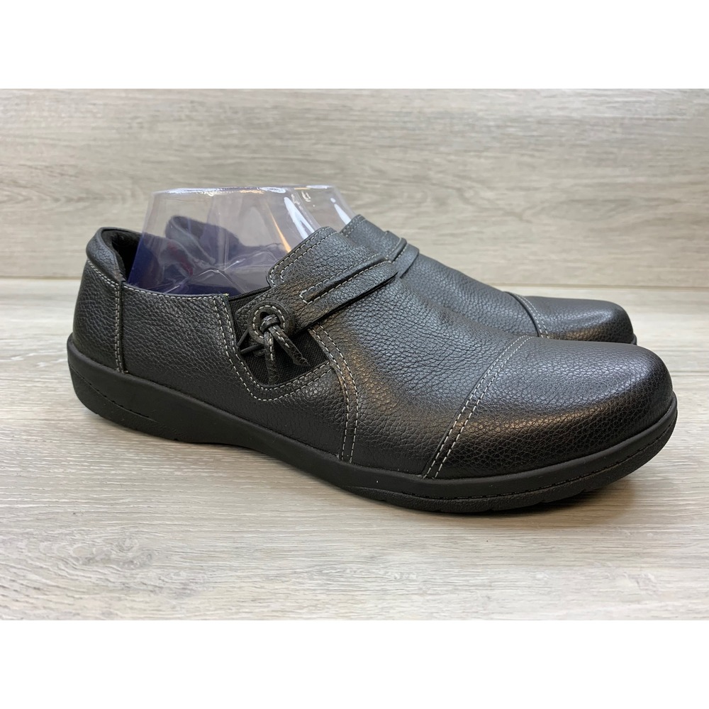 Clarks Collection Comfort Black Leather Loafers Women's Size 12 Comfort Shoes